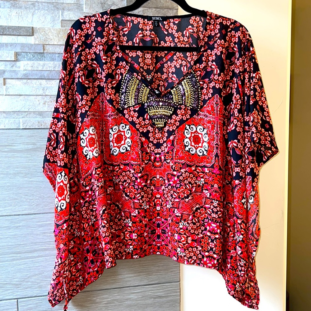 Floral rhinestone dress shirt